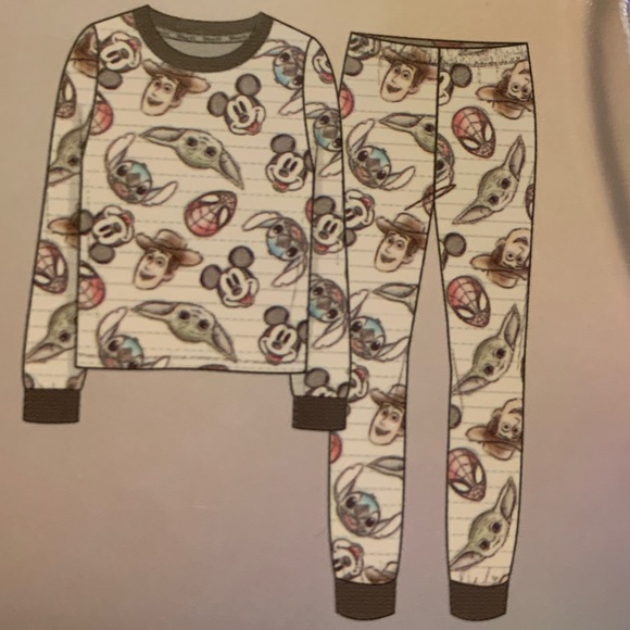 WOMENS DISNEY 2 PIECE PJS - Picture 1 of 4